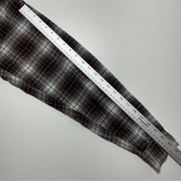 Vintage 1970s Brent Flannel Shirt Orange Black Tan Orlon Wool Men’s M Button - Picture 4 of 6